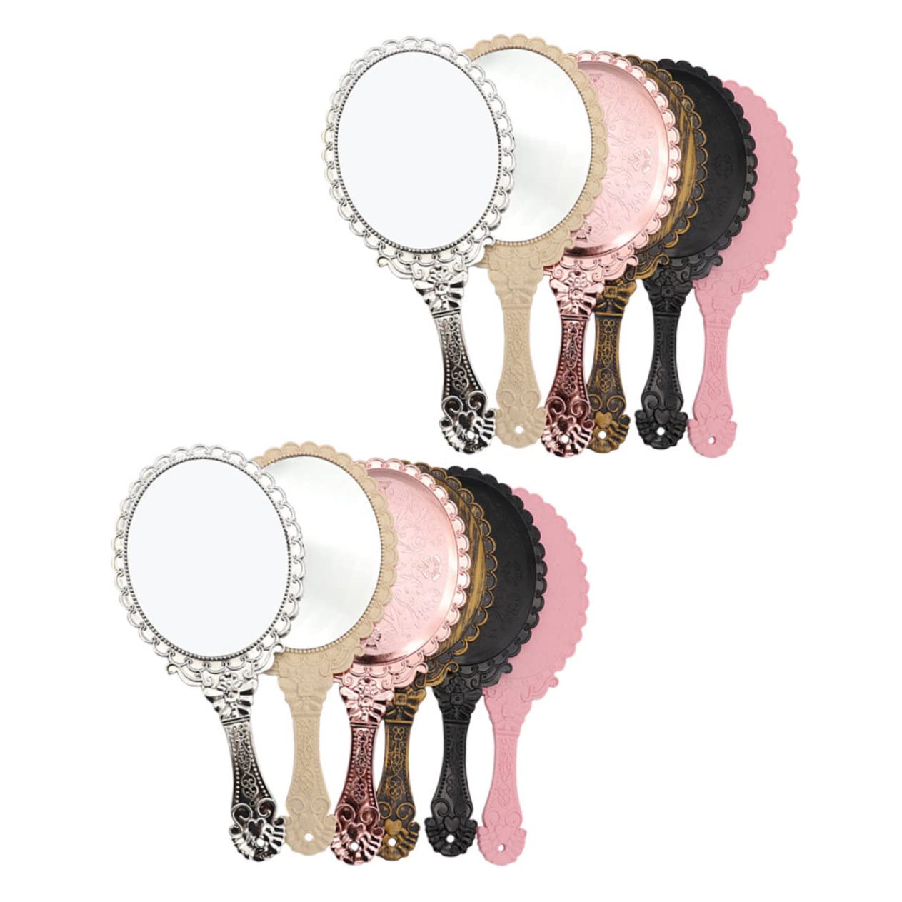 Miroirs à main ronds avec poignée ergonomique pour maquillage