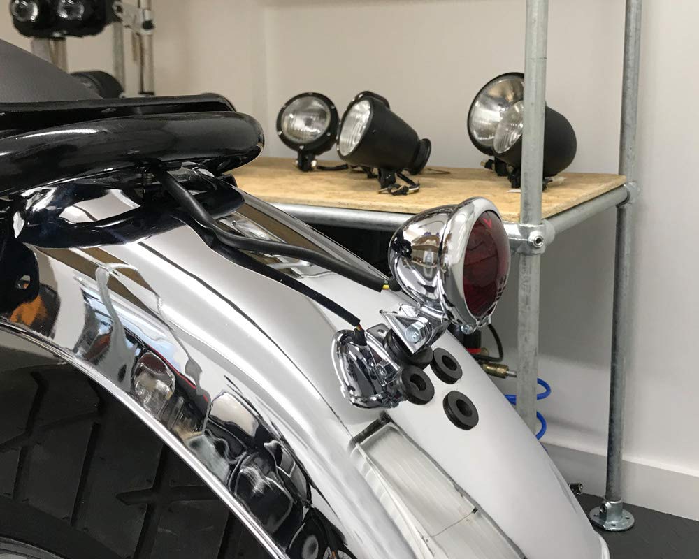Alchemy Parts Fanale posteriore e stop a LED Premium con micro montaggio a incasso per motociclette - Impermeabile, lente rossa brillante - Ideale per Cafe Racer, moto personalizzate e molto altro