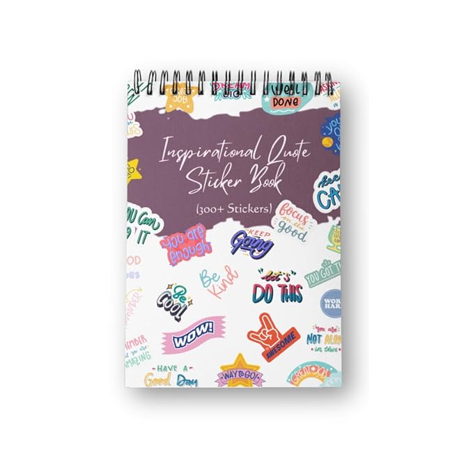 Rays of Ink Acrylic Paper Inspirational Quote Sticker Book | Perfect for Journals, Laptops, Fridge and Electronic Decor | 300+ Stickers for Decor (A5 Size, Wirebound) (Inspirational Quote)