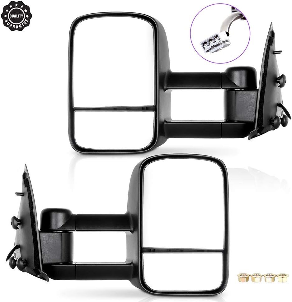 Towing Mirrors Fit for 1997-2003 for Ford for F150 Standard Extended Cab (Not 4 Doors Crew Cab Models) Tow Mirrors Power Adjusted No Heated No Turn Signal Light Left and Right Side Towing Mirrors