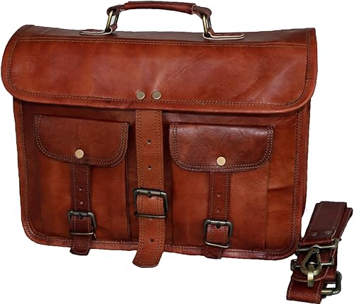 Miniatura 2 de Jaald Bolsa de mensajero grande de cuero genuino para portátil de hasta 14 pulgadas