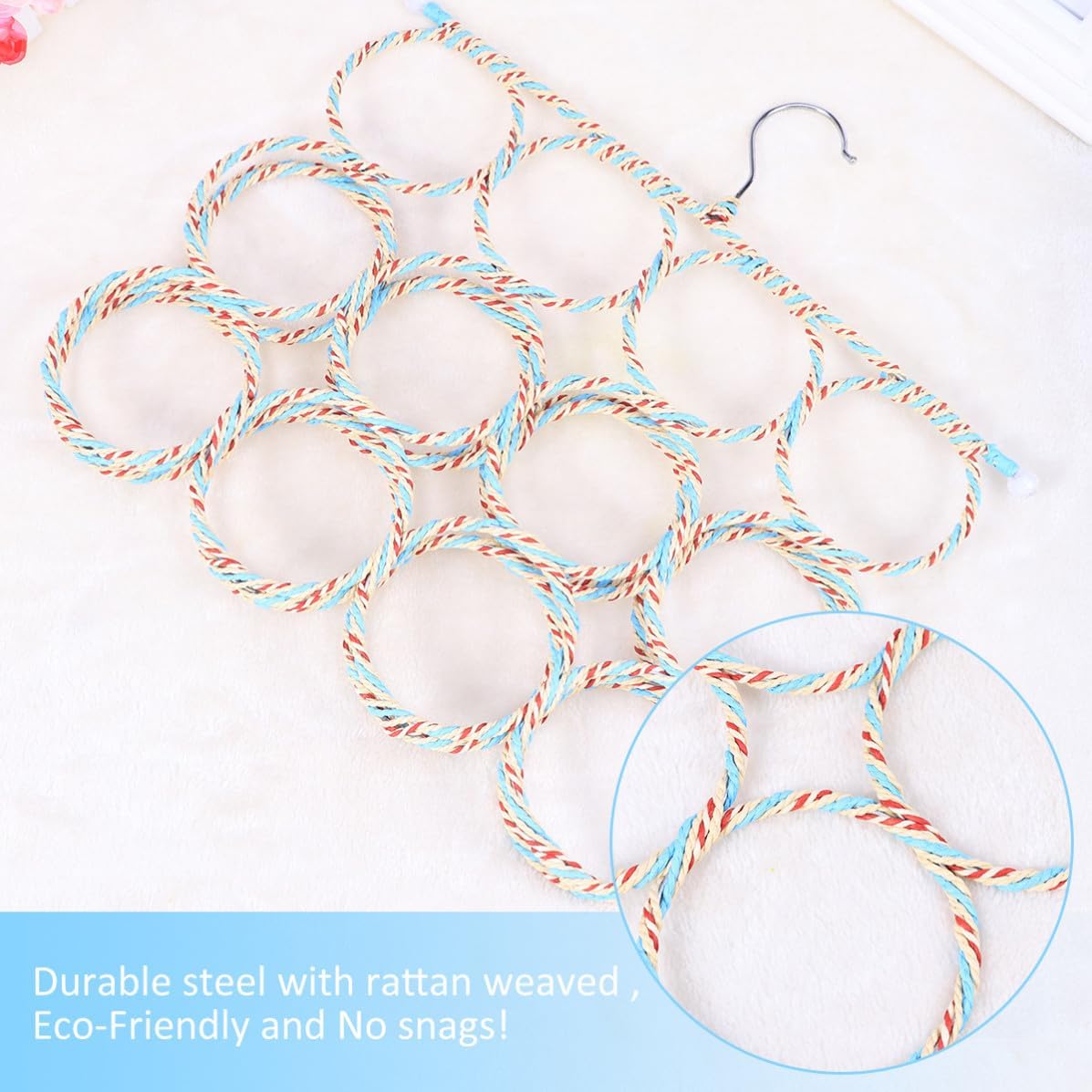 2Pcs 28 Circle Plastic Scarf Rack Tie Rack for Closet Belt Storage