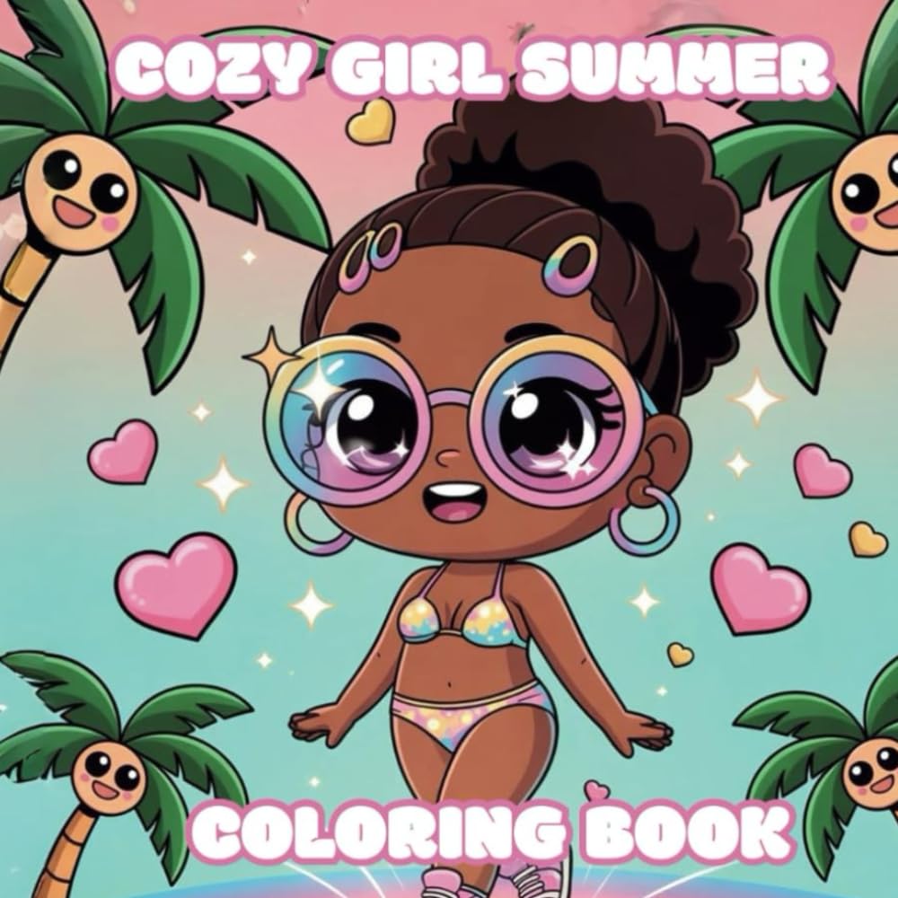 Cozy Girl Summer Coloring Book: Cute & Relaxing Summer-Themed Designs – Bold Lines, Stress-Relief Art Therapy for Women, Teens, and Girls Who Love ...