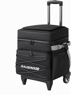 Rolling Cooler with Wheels and Handle, Heavy Duty Leakproof Soft-Sided Cooler, 12Hrs Ice Retention & Enhanced Stability Wheeled Coolbag, Insulated Travel Cooler for Camping,Grocery,Beach,Outdoor
