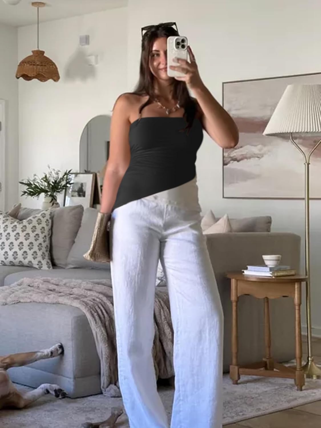 Tankaneo Womens Going Out Tube Top Asymmetrical Strapless Tops Ruched Bandeau Shirts Trendy Y2k Outfits Black - Image 7