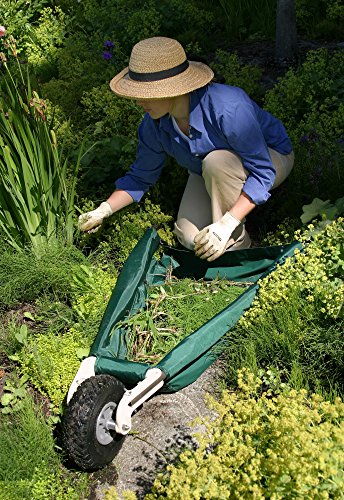 Allsop Home and Garden WheelEasy LE, Folding Yard Cart/Ground Load Wheelbarrow, Lightweight with 150 lbs Capacity, Ultra-Thick Vinyl-Coated Nylon, Large 10