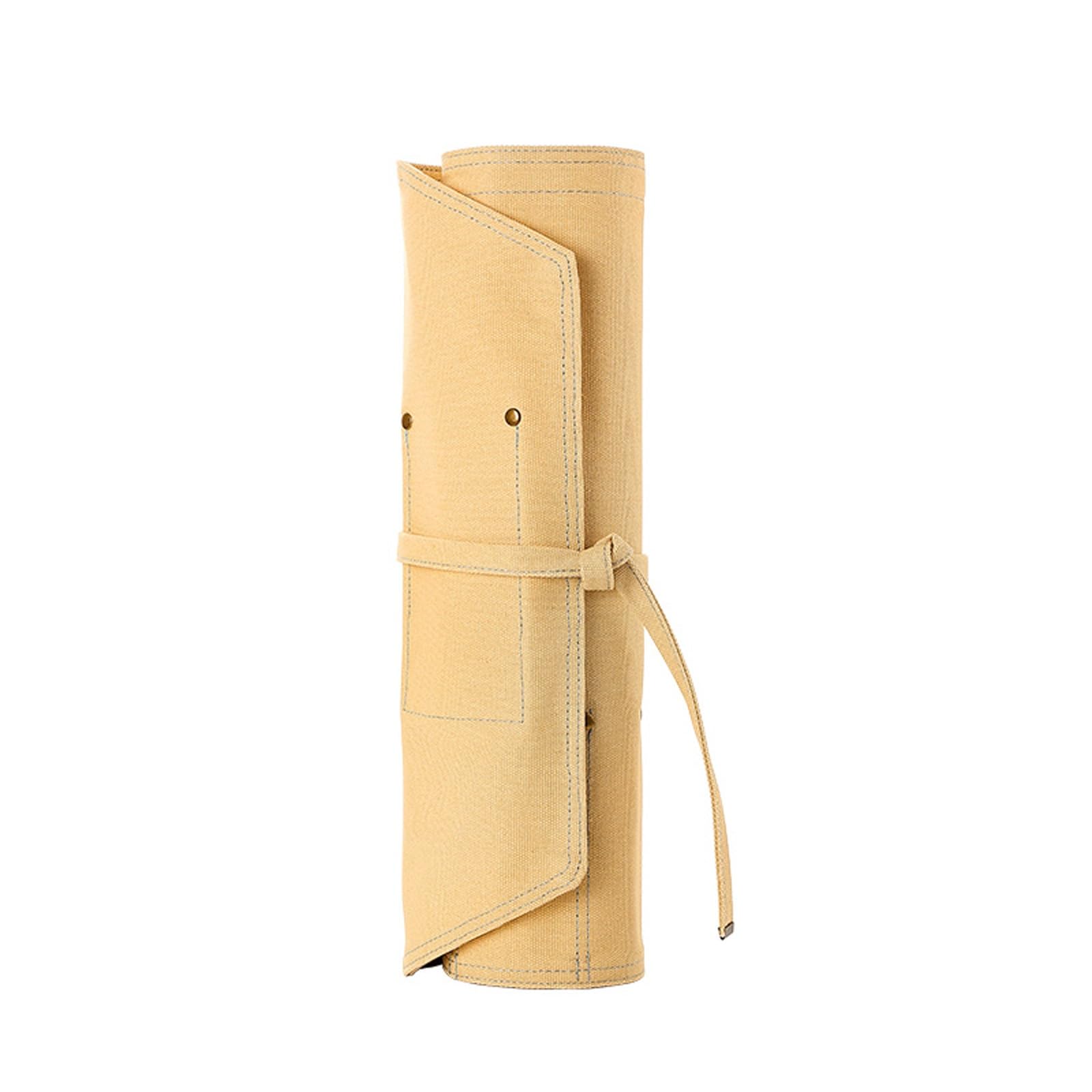 Rollo de cuchillos de lona encerada, 12 ranuras para cuchillos, protectores de cuchillos, bolsa de almacenamiento portátil de lona para camping, trabajo (beige)