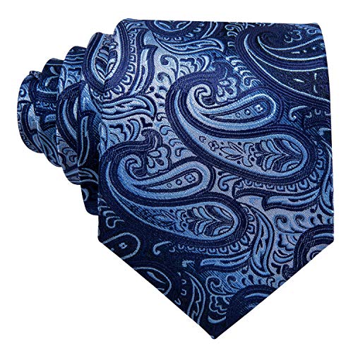 Image of Barry.Wang Paisley Tie Fashion Set Hanky Cufflinks Neckties for Men Woven Silk