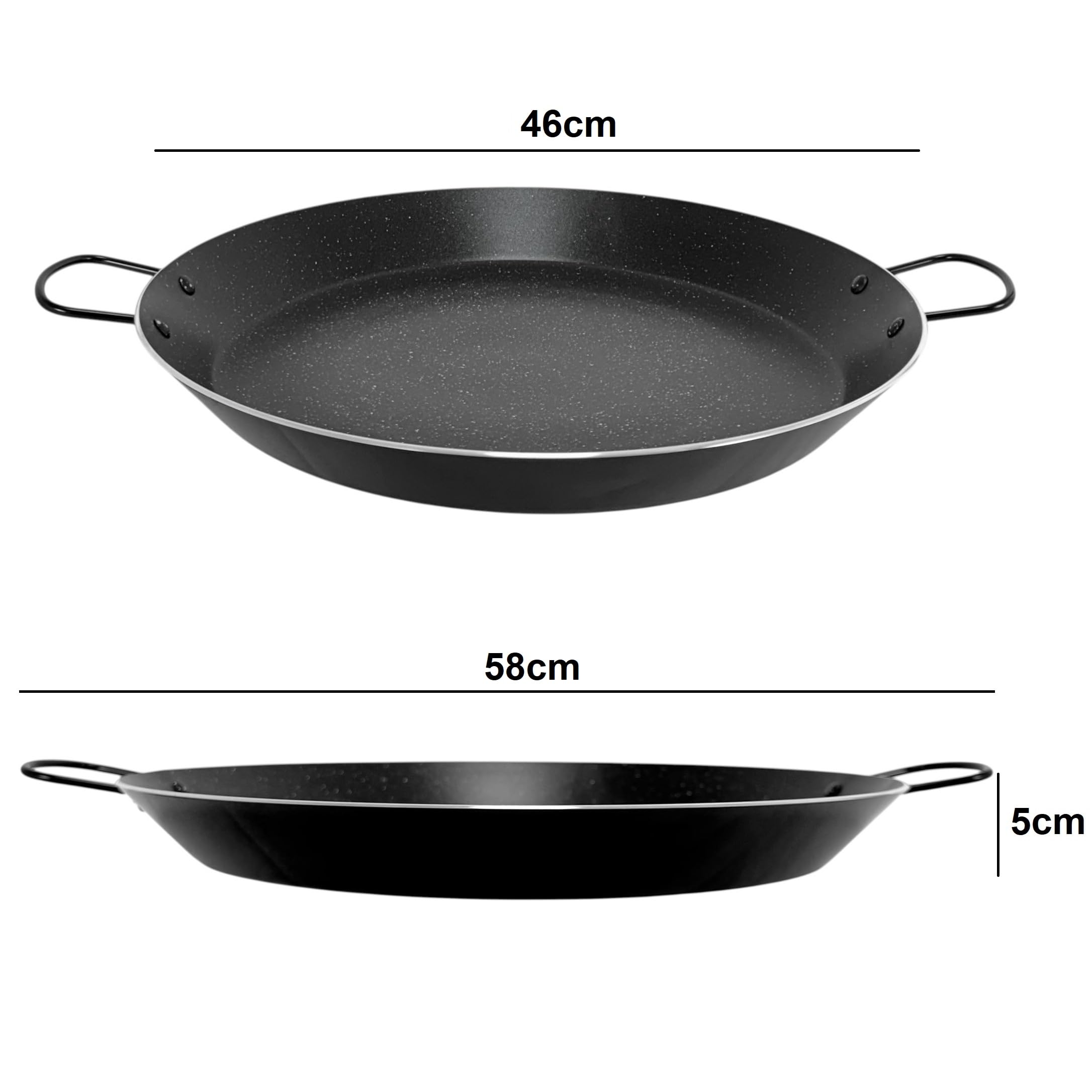 Paellera Aluminio Prensado Antiadherente de piedra para Inducción, Vitroceramica y Fuego, Ecológica Sin PFOA Paella Valenciana Horizon. (46cm - 12 Raciones)