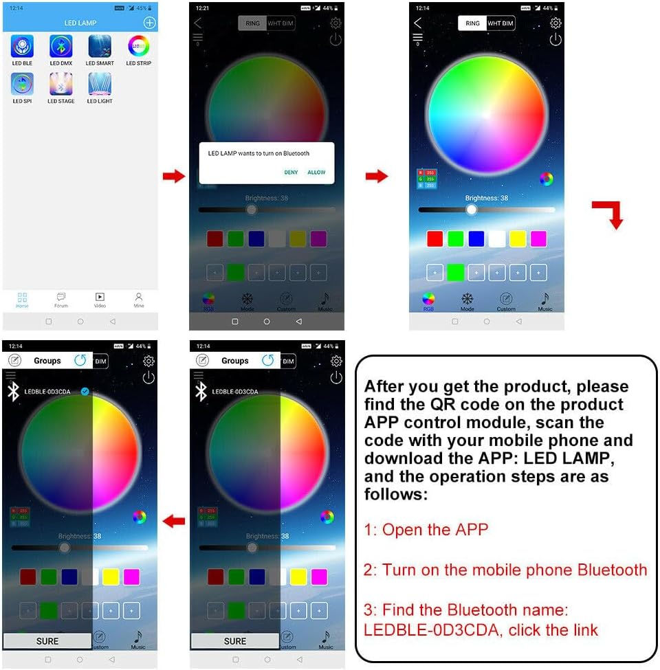 Car LED Strip Lights, 4 Rolls Waterproof Underbody Lighting Kit with 15 Dynamic Modes, 12V IP67 Flexible LED Strip Lights for Trucks, Cars, SUV, Motorcycle