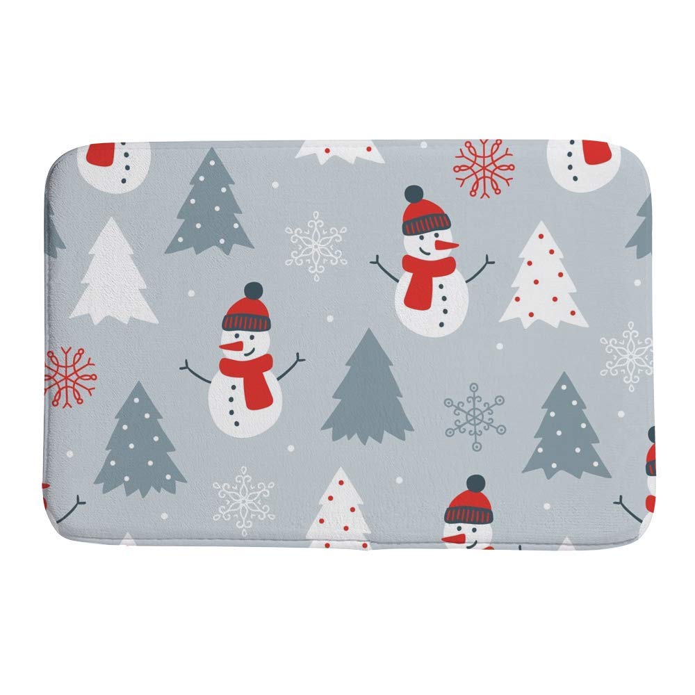 Tapis de bain motif bonhomme de neige antidérapant et absorbant blanc corail