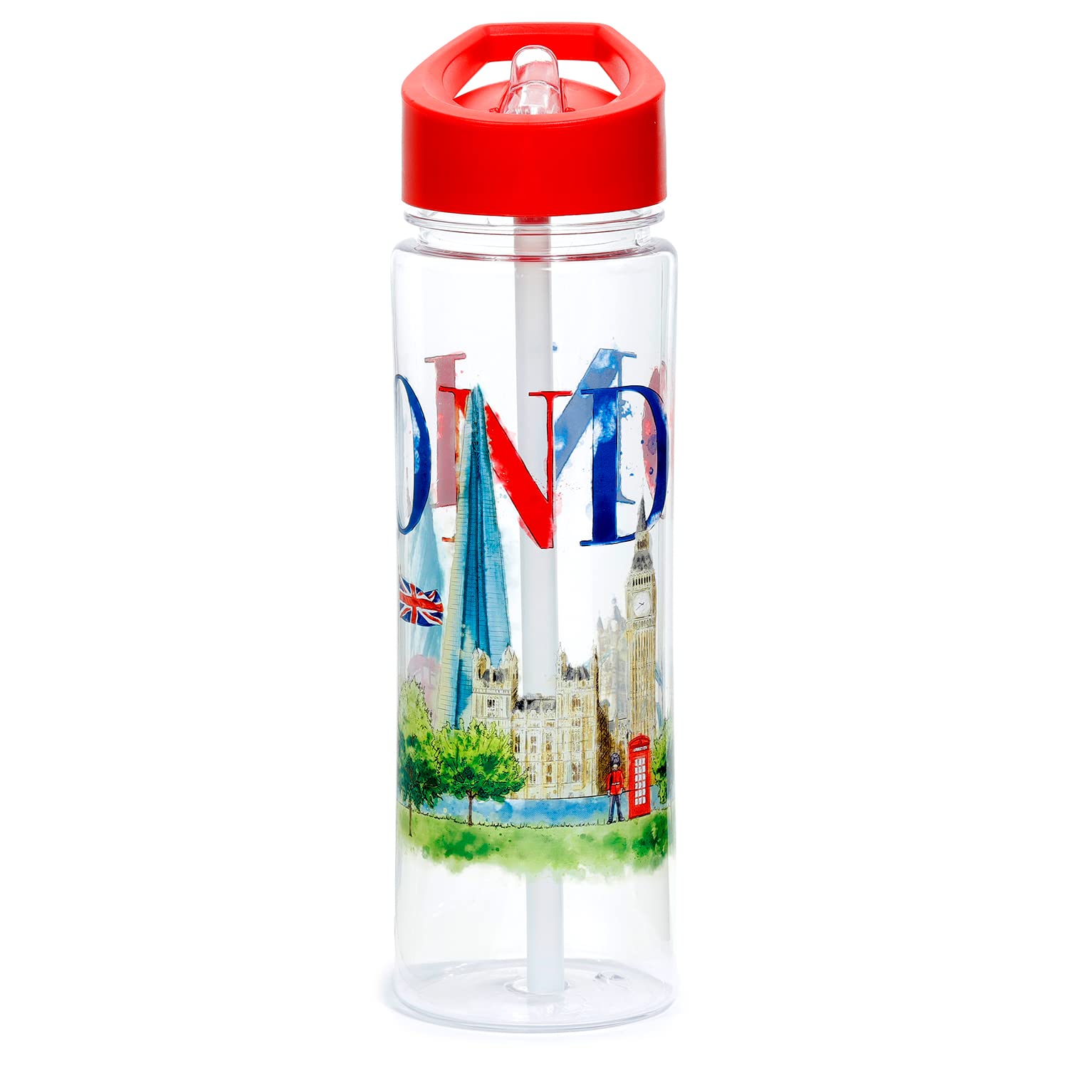 Puckator London Tour, Kids Drinks Bottle With Flip Straw, Reusable Water Bottle For Girls And Boys With A Carry Handle - Image 2