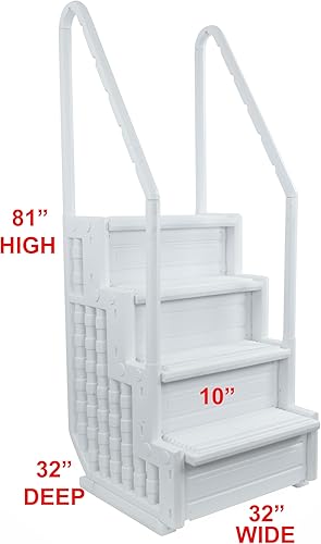Miniatura 6 de Aqua Select Everest en escalones de piscina  Blanco  para piscinas sobre el suelo  Montaje en cubiertas de 48 a 54 pulgadas  Capacidad de escaleras