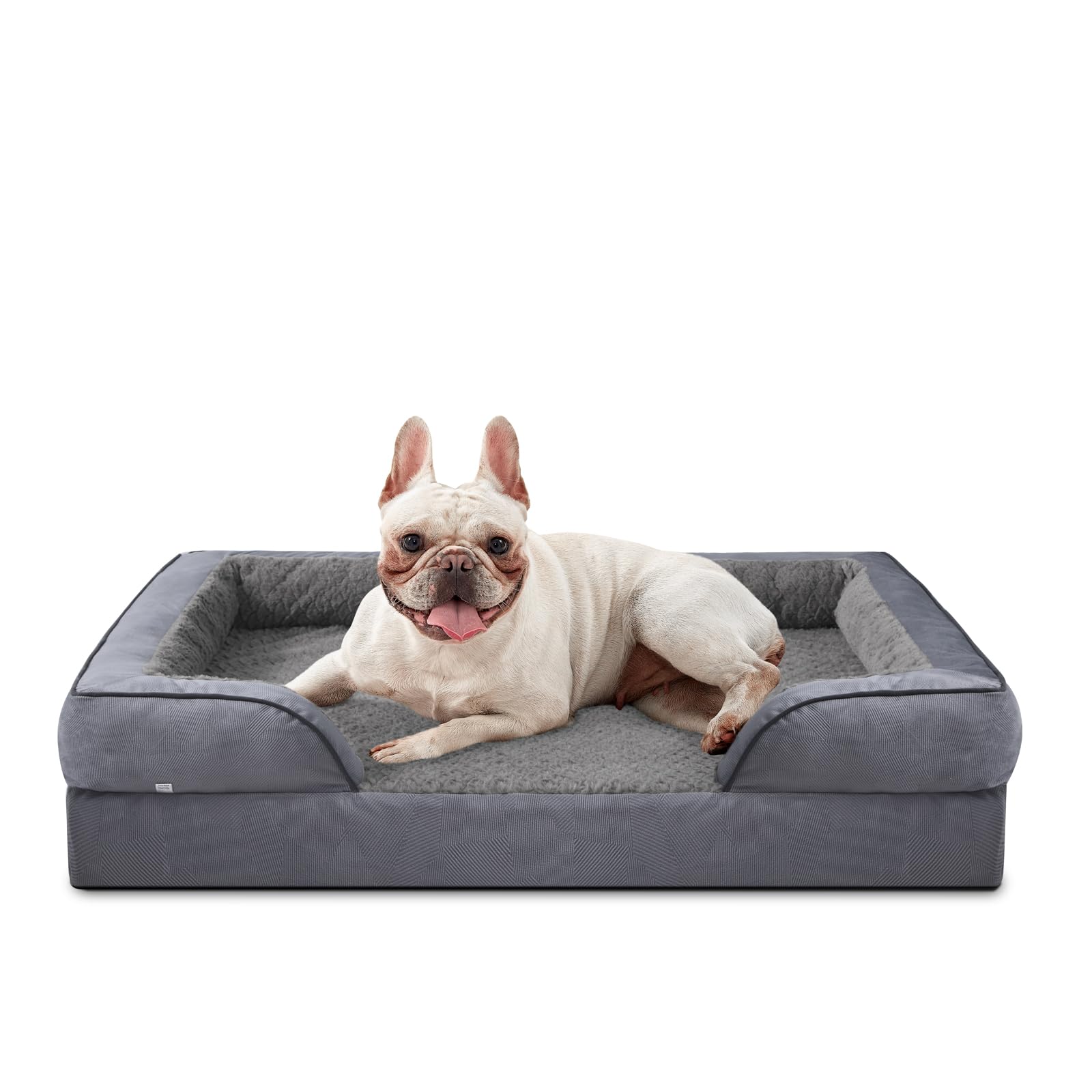 JOEJOY Medium Dog Bed - Washable Orthopedic Dog Beds, Waterproof Removable Cover, Anti-Slip Bottom, Anti-Anxiety Pet Bed, Machine Washable, 71x58x17 cm, Light gray