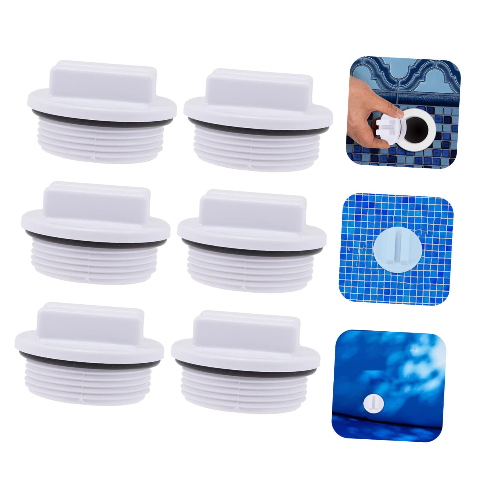TOYANDONA 3 Ensembles Bouchons De Drainage À Vis pour Piscine De Bouchons De Étanches Accessoires Pratiques De Filtration pour Spa Et Piscine 6 Pièces * 3