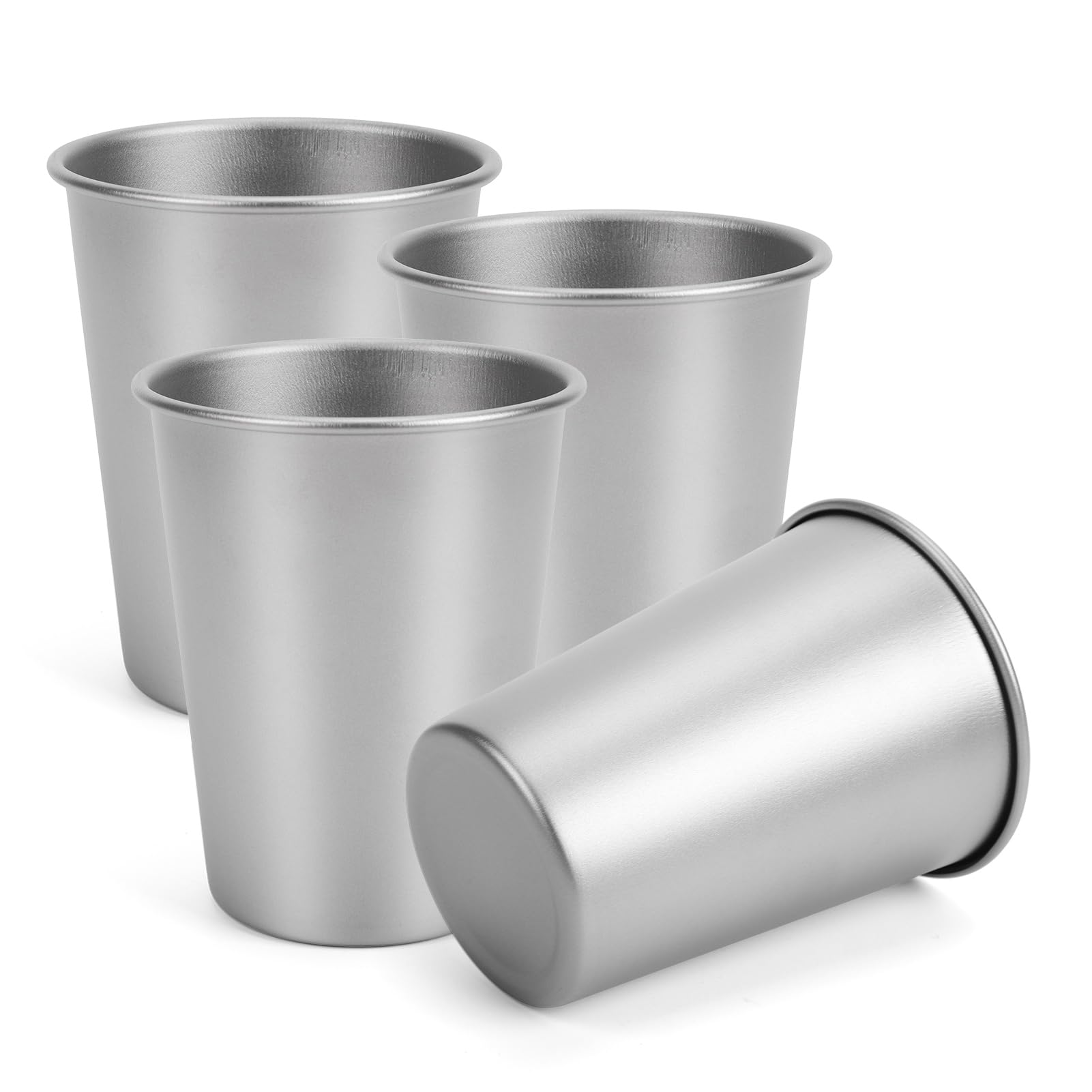 RiToEasysports Kubki do Picia, Lekkie i Trwałe 320 Ml Naczynia Kempingowe Pure Ti o Pojemności 320 Ml do Zimnych Napojów (4PCS)