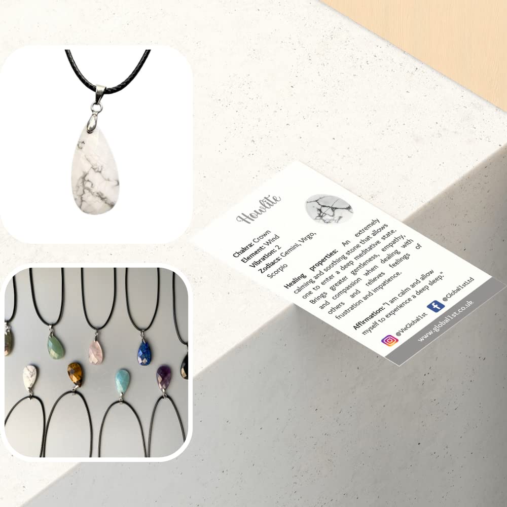 VIE Teardrop Faceted Pendant (Howlite), Natural - Image 3