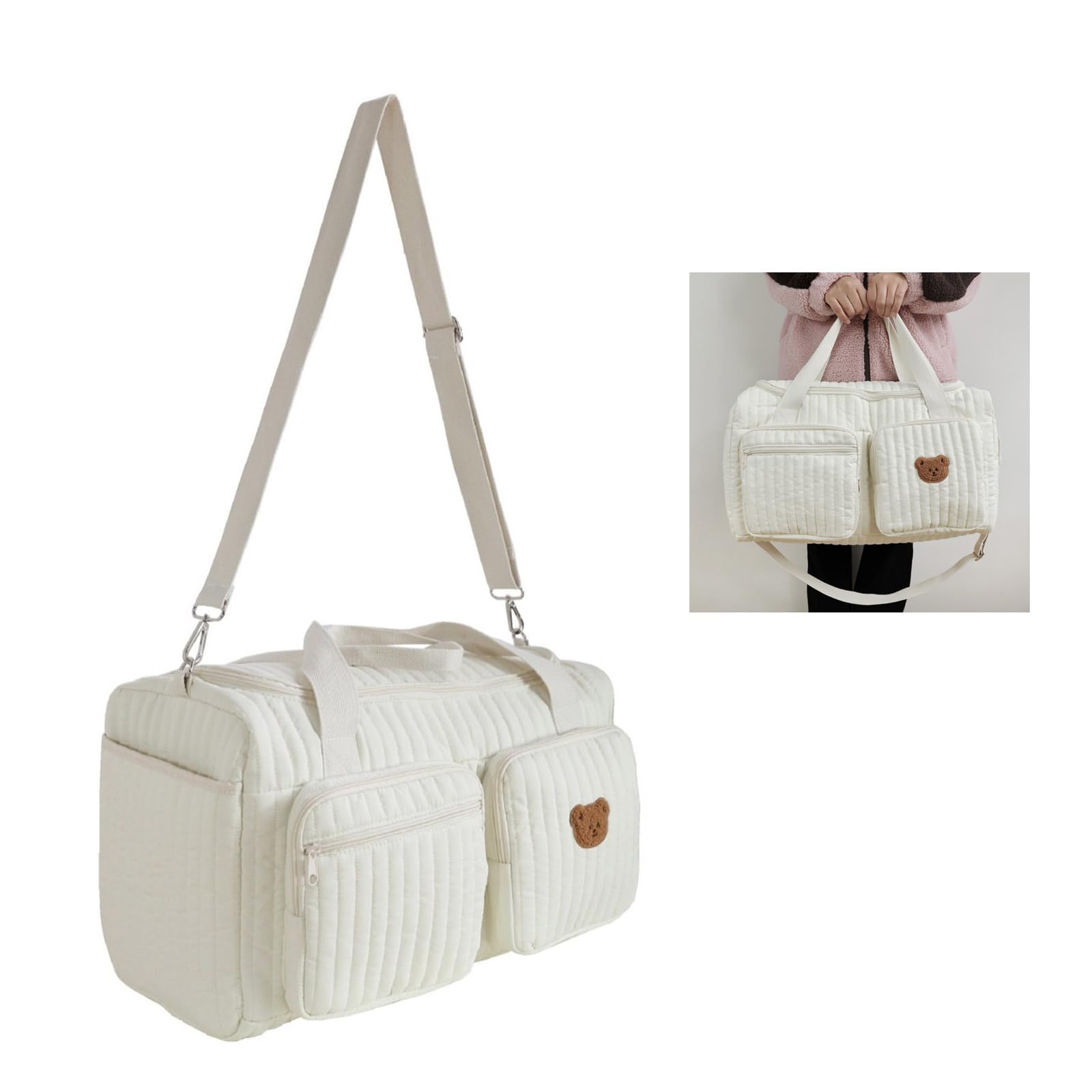 Bolsa de pañales para bebés con bonito estampado y bordado exquisito, organizador de viaje portátil