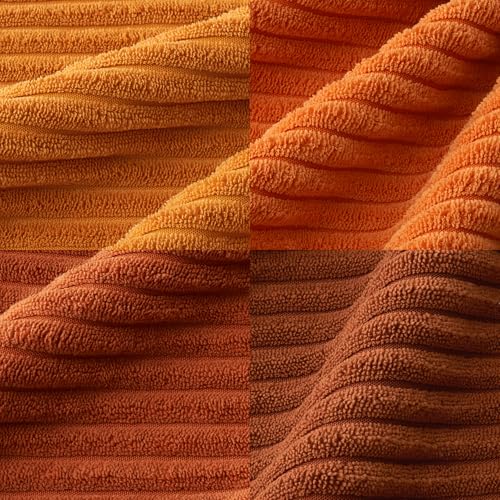 Image of MIULEE Boho Farmhouse Throw Pillow Covers 18x18 Inch Set of 4 Mordern Nordic Cushion Covers Soft Corduroy Home Decor for Couch Bed Sofa Living Room Orange Rust