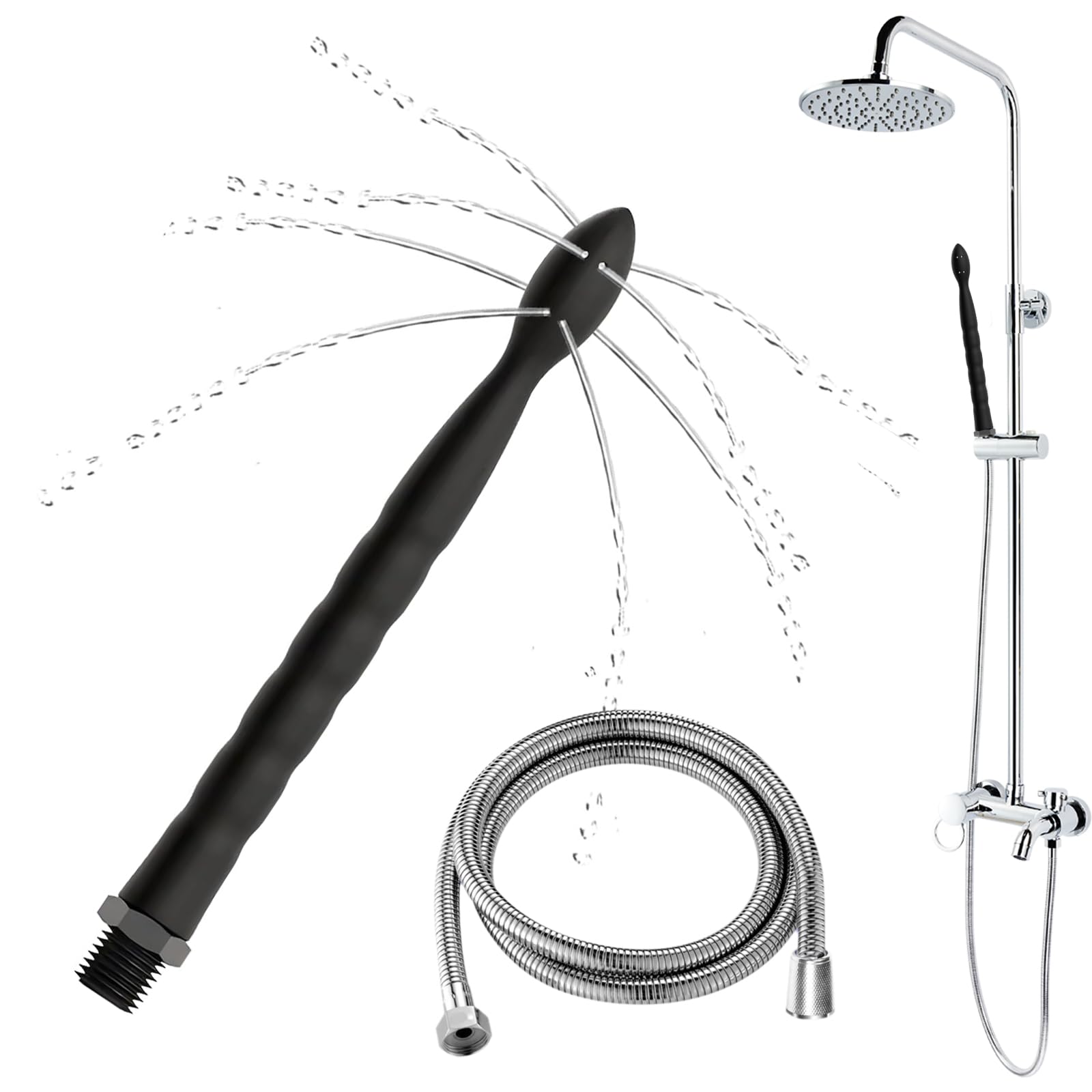 Silikon Analdusche 24cm mit 8 Löchern | Darmspülung Set zur Darmreinigung | 150cm Schlauch Unisex Dusch-Irrigator