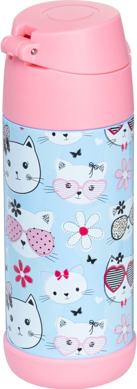 Snug Insulated Kids Water Bottle with Straw & Spout – Double-Wall Stainless Steel, Leakproof, Easy-Flip Lid – For School, Travel, Toddlers & Big Kids - Kitty, 12oz - Image 3