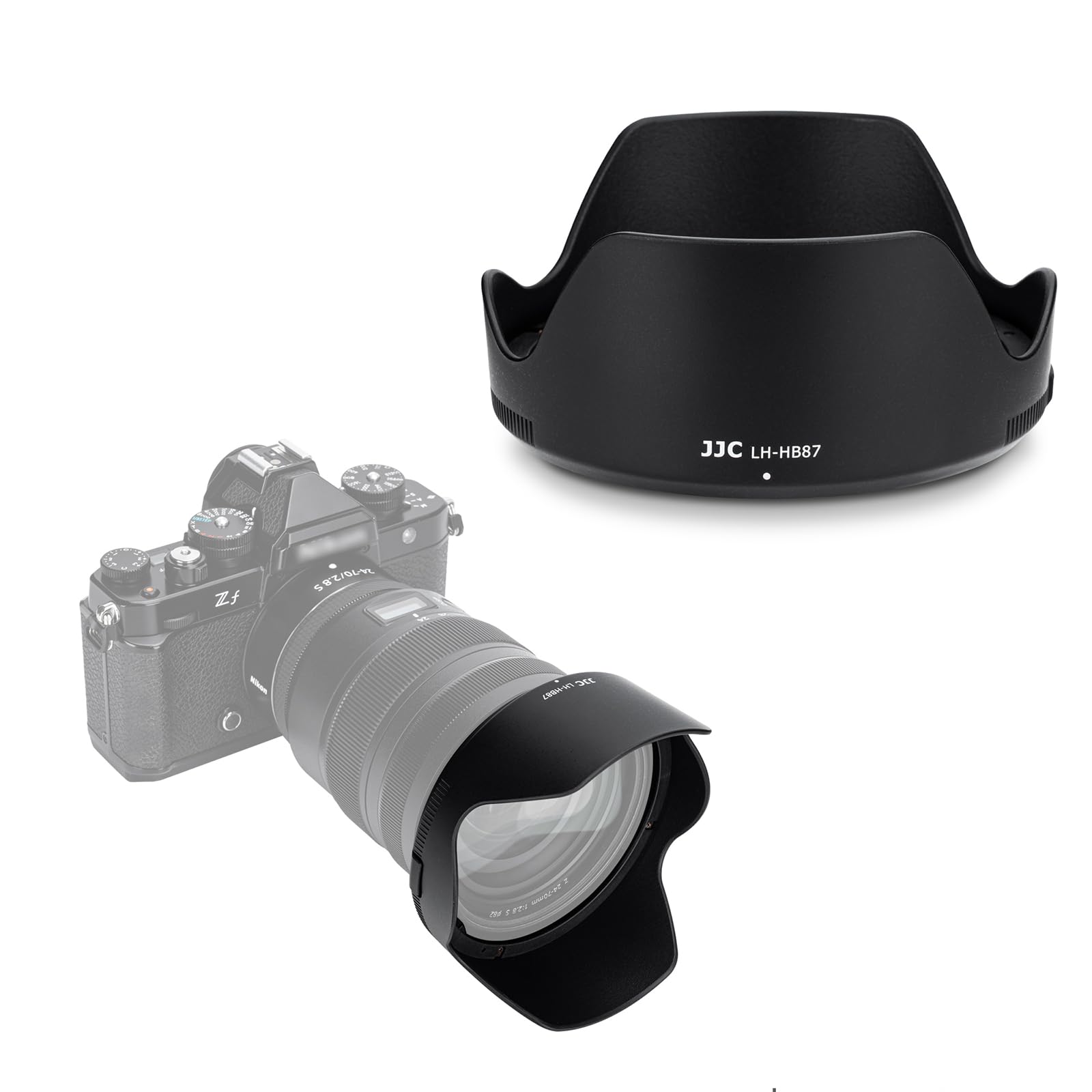 JJC Lens Hood Reversible Lens Shade Cover for Nikon NIKKOR Z 24-70mm f2.8 S Lens on Z30 Zfc Z50,Replace Nikon HB-87 Lens Hood Compatible with 82mm Filter or Lens Cap, Provide Lens with Extra Protector