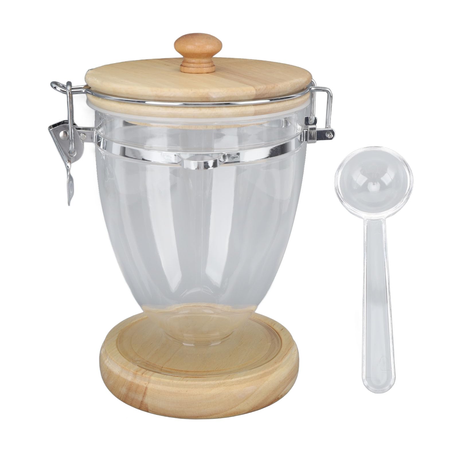 Behälter für Kaffeebohnen, luftdicht, durchsichtig, Vorratsdose mit stabilem Deckel, für losen Tee, Kaffee, Zucker, Nüsse, ABS-Eichenmaterial, 624 g, 22 oz (Klein)