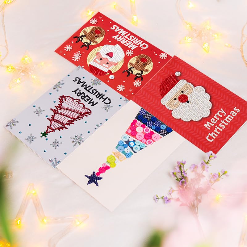 8 stuks kerstkaarten 5D DIY diamantschilderij cadeaukaart DIY diamant