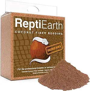 ReptiEarth Reptile Bedding, Fluffy Coconut Fiber Substrate Organic Coco for Bioactive Snake Terrarium, Lizard Tanks with Plants, for Frog Habitat, Tarantula or Hermit Crab Enclosure (72 Quart Block)