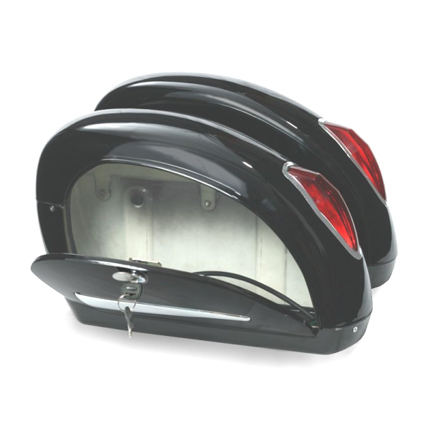 SPAAN Coppia Borse laterali rigide in abs nero lucido per moto custom 21 litri l'una