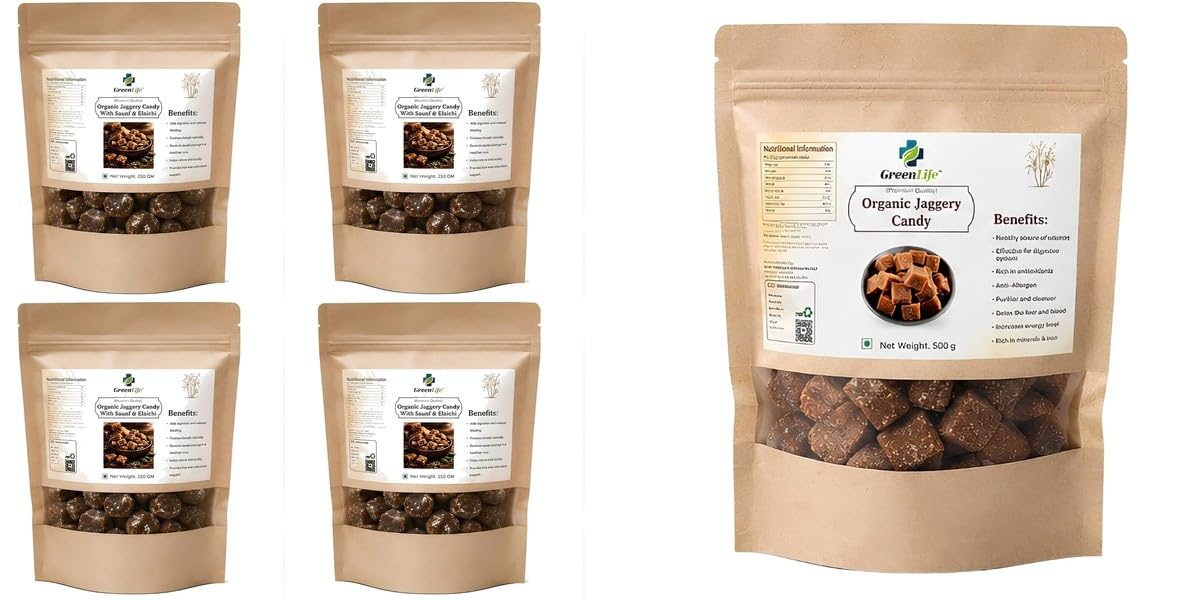 Organic Jaggery Candy with Pepper 250g | Natural Desi Gur | Traditional Sweet & Spicy pack of 4Quinoa Peri Chips | Baked Quinoa | 150g | GreenLife Combo |-image-23