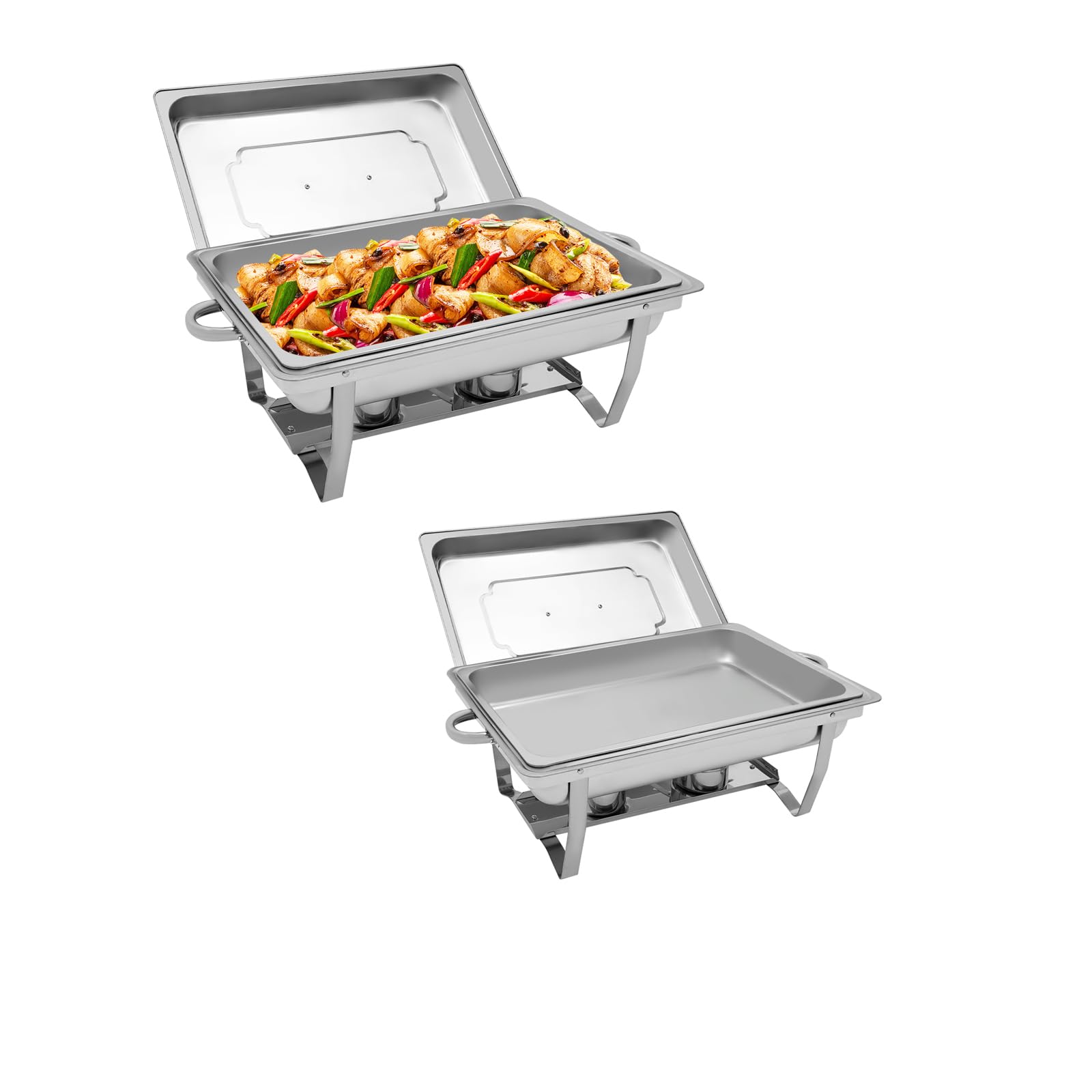 Chafing Dish Buffet Set da 9 l, robusto e di alta qualità, 2 contenitori in acciaio inox, per buffet e feste, colore argento