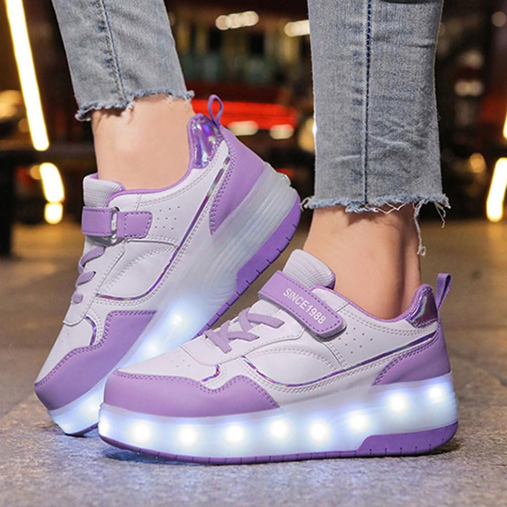 Hiseng Zapatillas con Ruedas Niña 29-40EU, Zapatos con Ruedas para Niñas Zapatillas con Ruedas Niño Zapatillas Patines Zapatos con Ruedas Zapatillas Ruedas Niña Multifuncionales Bambas con Ruedas