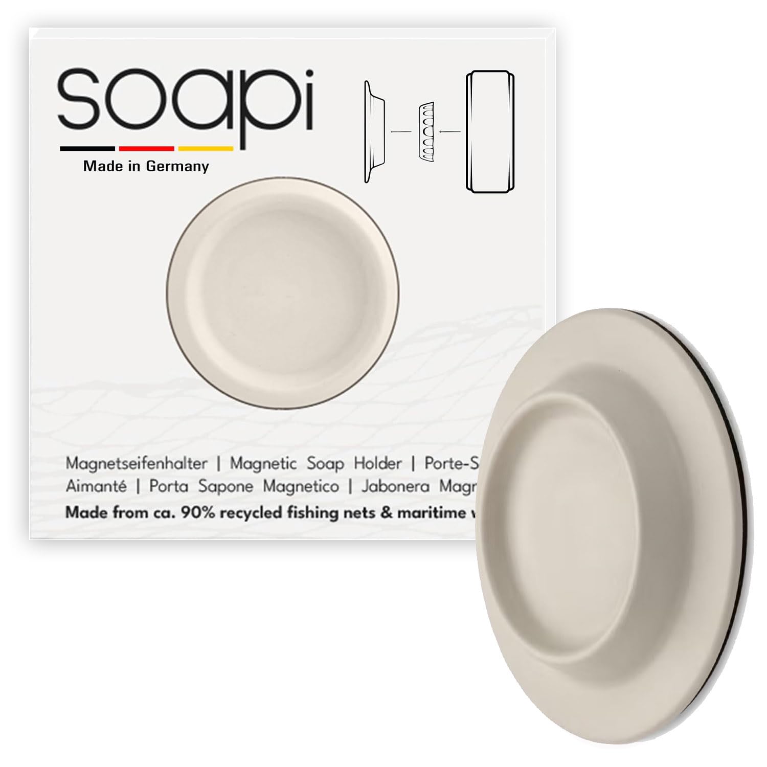 fKiZanthene Porte Savon aimanté Ventouse Lot de 2 Support Savon magnétique sans perçage Mural pour Douche Salle de Bain Cuisine