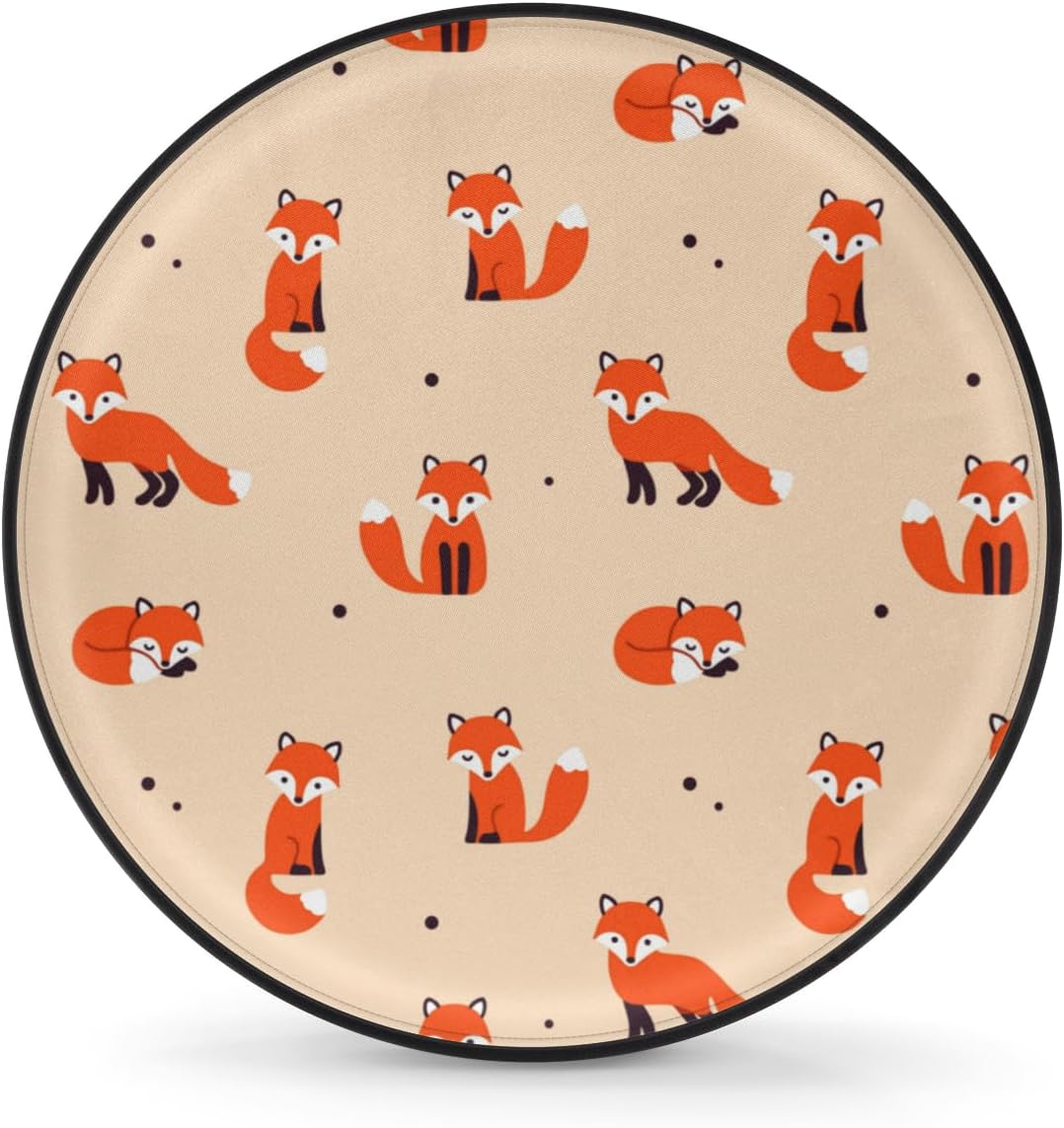 Funny Cartoon Foxs Tire Covers Portable Spare Tire Cover Soft Durable Waterproof Dustproof 3 Sizes 14 15 16 Inches for Car Truck SUV Trailer Camper