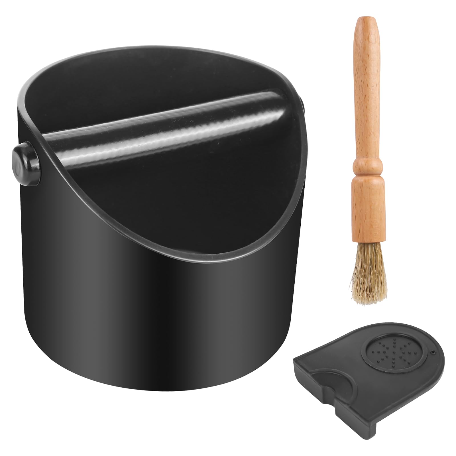 Depósito para portafiltros, para café molido, recipiente para café molido, recipiente para café expreso con silicona mate y cepillo de limpieza, accesorio para cocina, café
