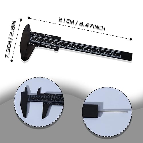 Miniatura 2 de Regla de medición de cejas de 6 pulgadas/5.906 in, herramienta de regla de mapeo de cejas, mini pinza de vernier, regla de plástico de doble escala