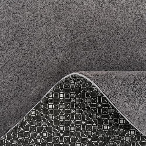 Paco Home Moderner Kuscheliger Wohnzimmer Teppich Kurzflor waschbar flauschig Weich Einfarbig Felloptik zeitlos stilvoll rutschfest pflegeleicht, Grösse:140x200 cm, Farbe:Anthrazit