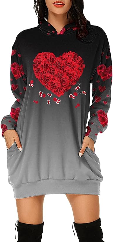 red hooded sweatshirt dress