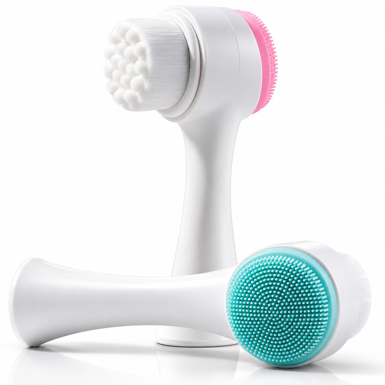 Escova de Limpeza Facial 2 em 1 Manual com Silicone e Cerdas Macias para Skin Care 13 x 7