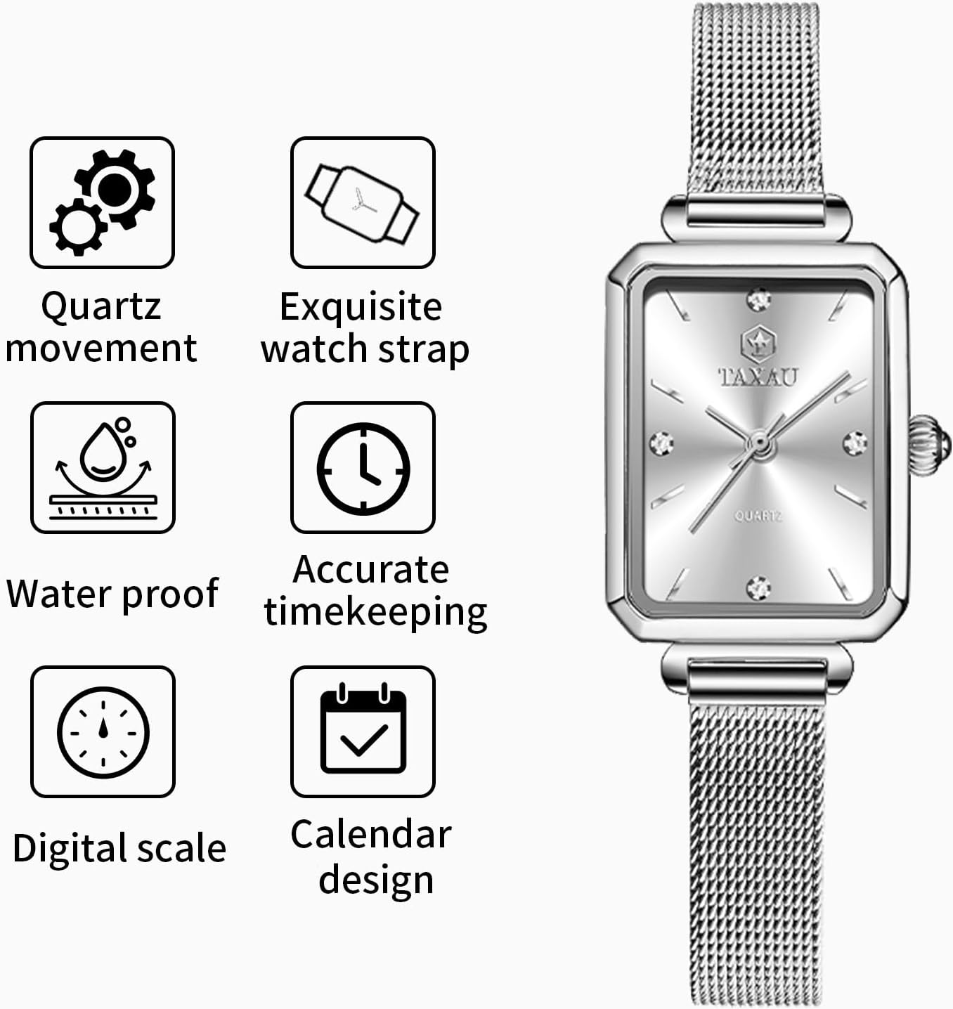 Womens Watch Fashion Dress Mesh Strap Waterproof Watches for Women Elegant Dainty Two Tone Womens Watch Analog Quartz Easy Read Ladies Watches with Day Date - Image 2