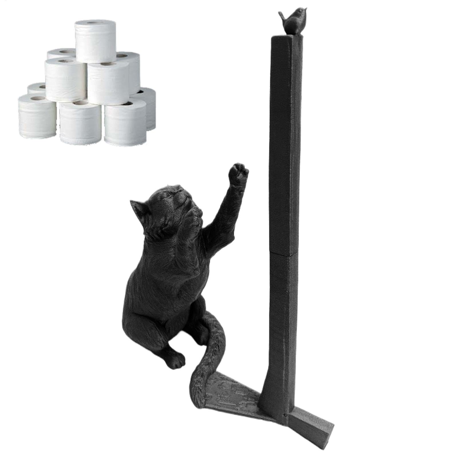 Soporte para papel en rollo decorativo de gato, un bonito portarrollos de resina para regalar