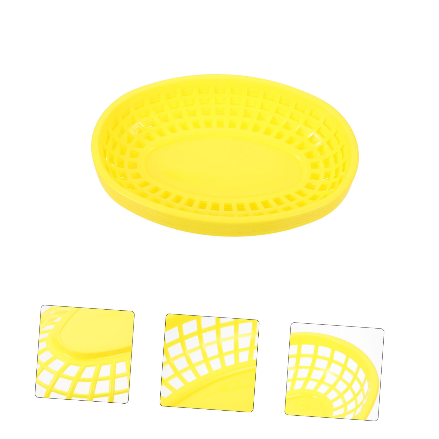 SOLUSTRE 6Pcs Portable Plastic Food Baskets Multi Functional Snack and Bread Holders for Home Kitchen Office Restaurant Design with Lattice Cutout