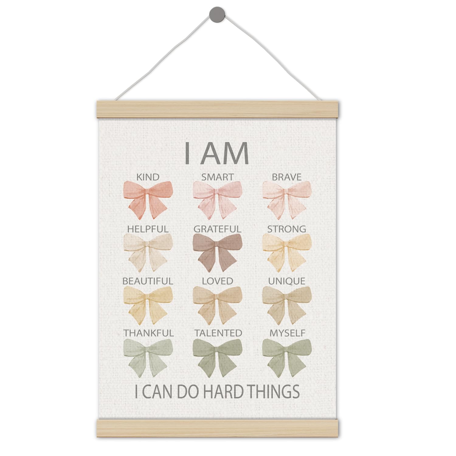 Coquette Pastel Bow I Can Do Hard Things Poster Hanger Frame 12x16 Inch, Positive Affirmation Wall Decor, Coquette Preppy Room Wall Decor,