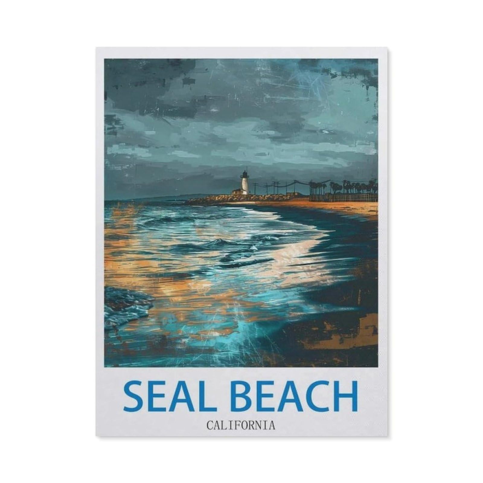Metal Signs，Seal Beach California，Nostalgic Man Cave Tin Metal Sign Hanging Wall Plaque Kitchen Shed Garage(15x30cm）6x12 inch-EC37