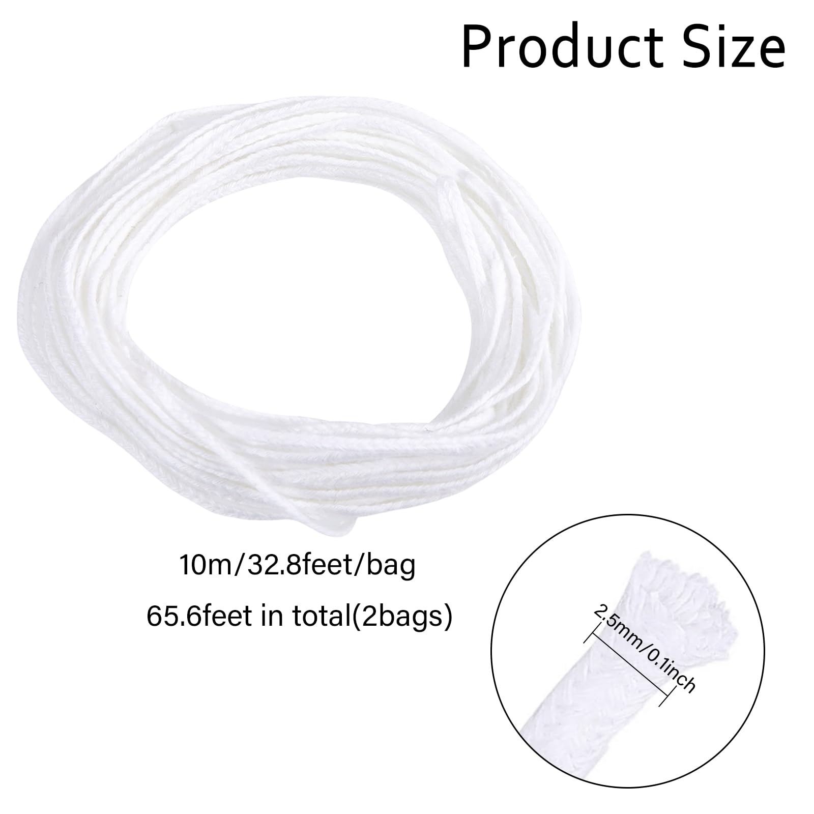 CHGCRAFT 33feet 2rolls Oil Lamp Wicks Replacement Cotton Candle Wicks for Kerosene Alcohol Lamp Lantern Candle Burner Stove Lighting and Decoration (0.07inch Diameter)