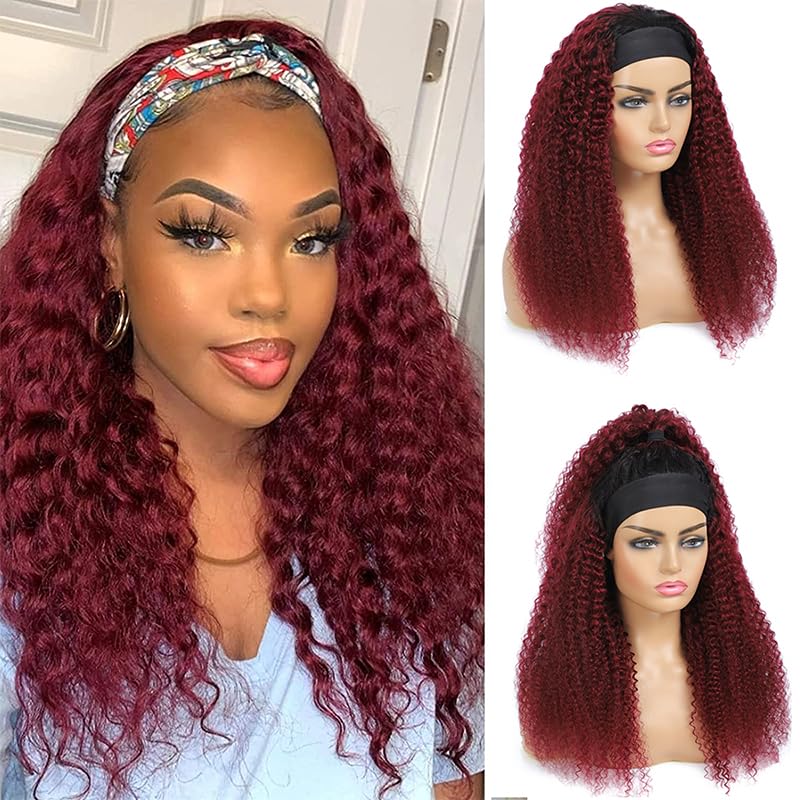 Perruque brésilienne naturelle water wave cheveux humains bordeaux pour femme noire