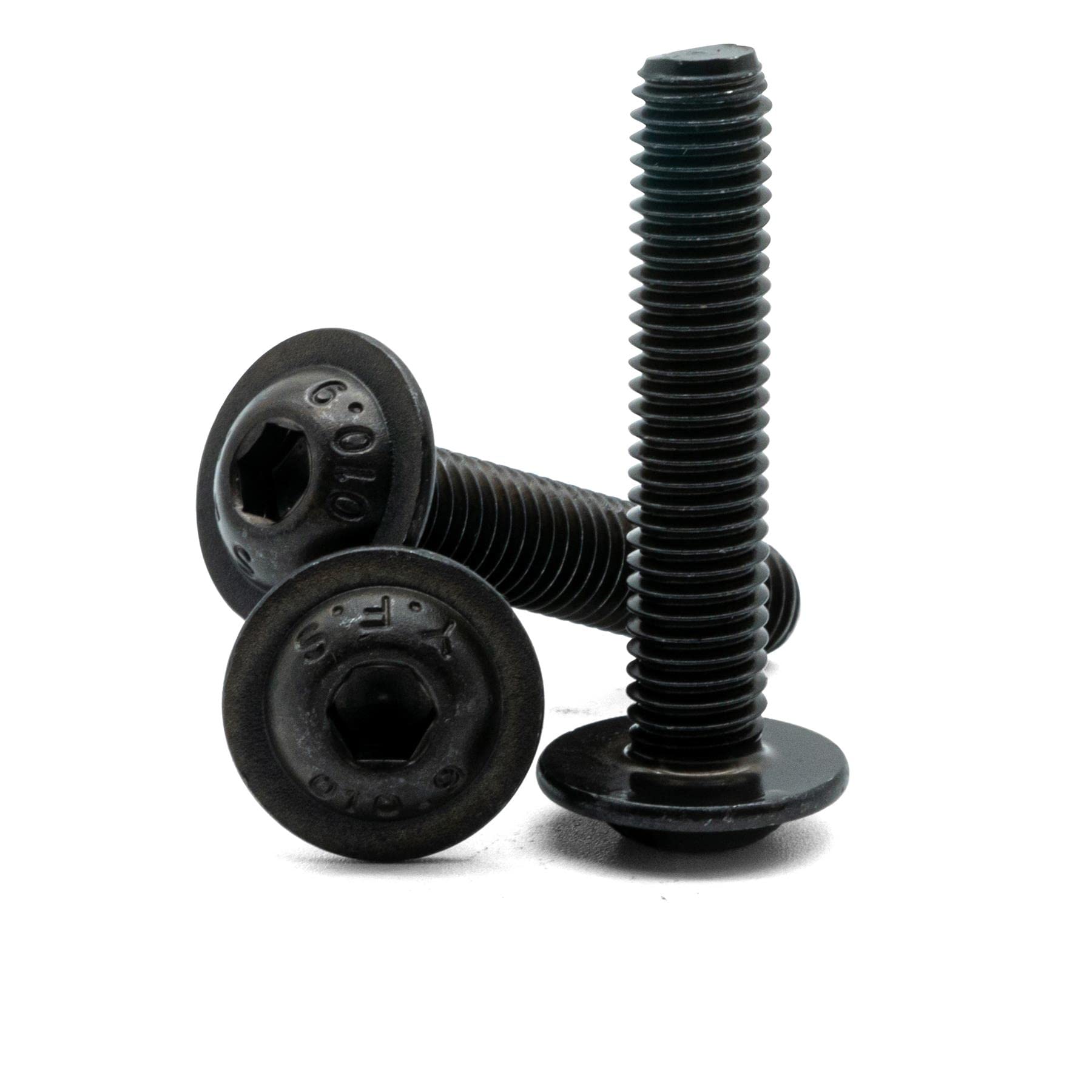 Hippo Hardware M8 (8mm X 16mm) Black Flanged Button Head Screw Allen Bolt Plain 10.9 High Tensile (Pack of 20)