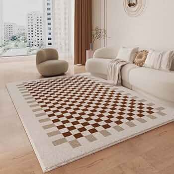 Amazon｜ラグマット チェック柄 北欧風 おしゃれ ラグ 滑り止め