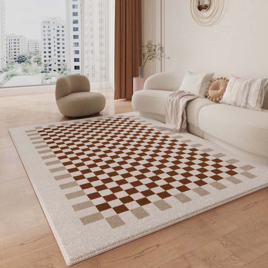 Amazon｜ラグマット チェック柄 北欧風 おしゃれ ラグ 滑り止め付